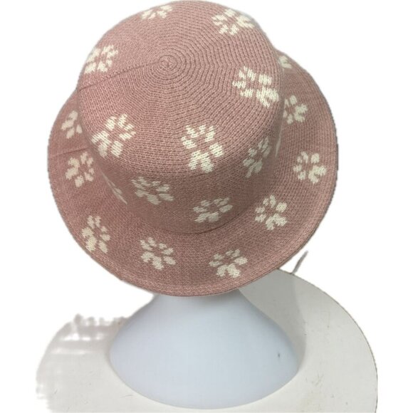 San Diego Hat Co. Dusty Rose Floral Detail Wool Blend Machine Knit Bucket Hat - Picture 4 of 6